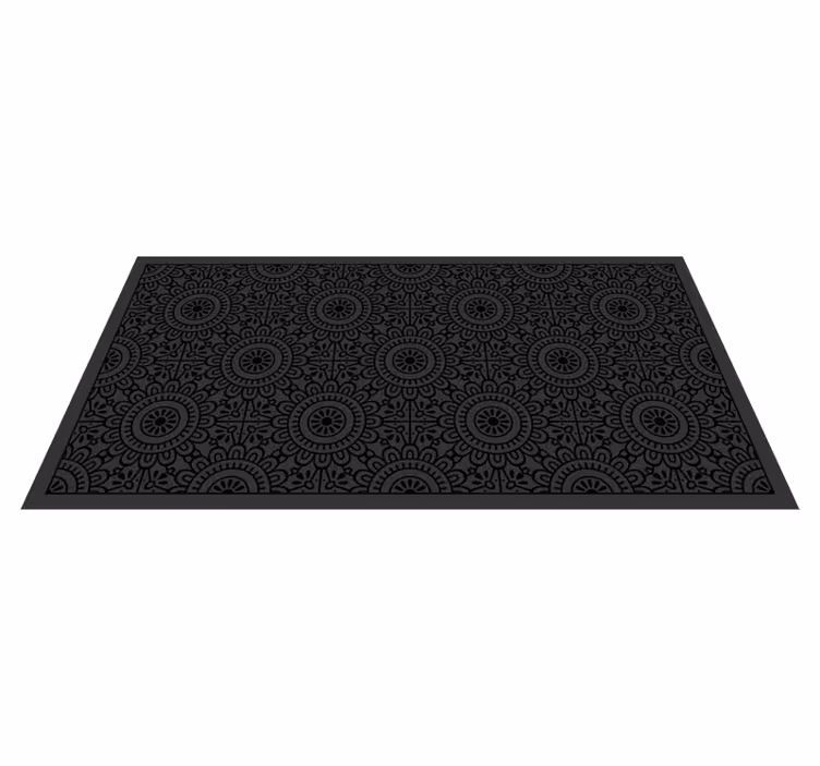 Mandala blomster vinyl teppe svart - Tenstickers