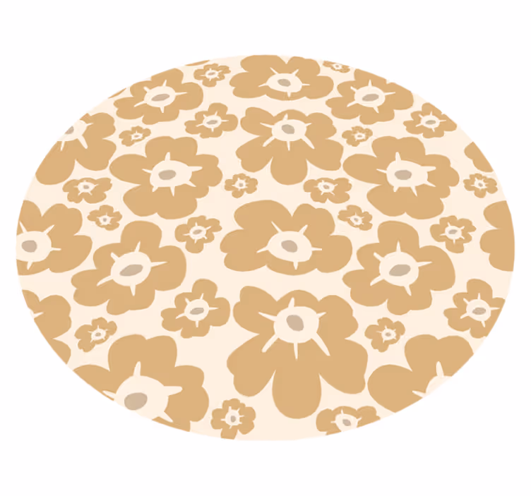 Beige valmuer vinyl teppe blomster og planter - Tenstickers