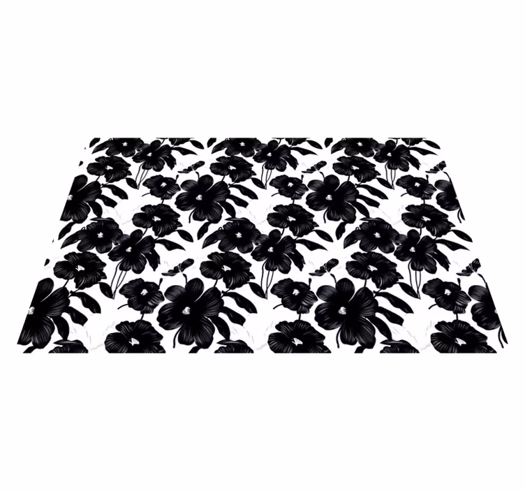 Vinyl teppe blomster og planter svart valmue - Tenstickers