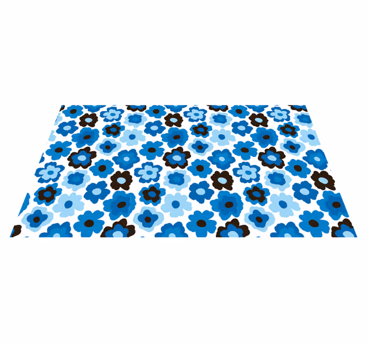 Blå valmue vinyl teppe blomster og planter - Tenstickers