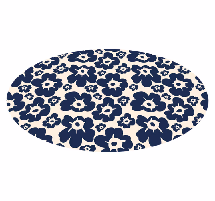 Mørkeblå valmue vinyl teppe blomster og planter - Tenstickers