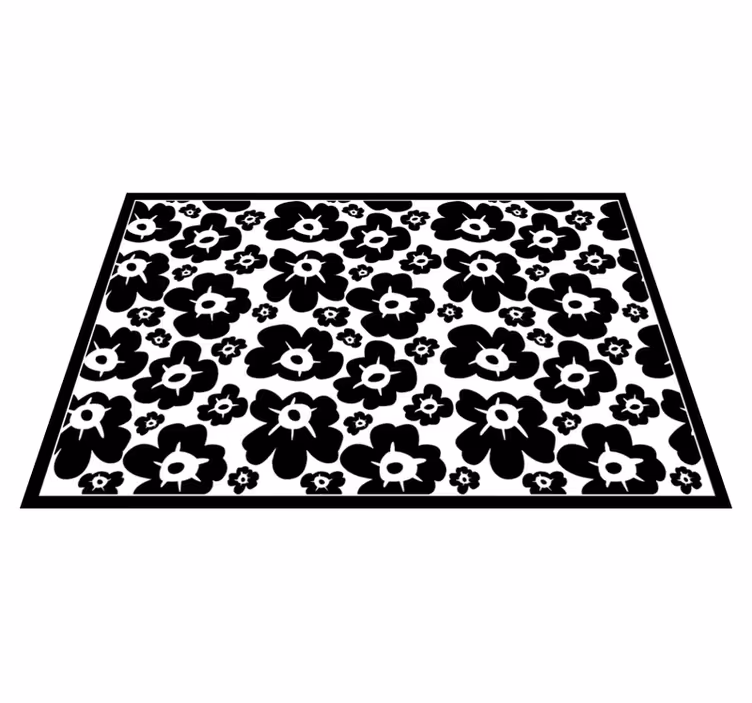 Svart valmue vinyl teppe blomster og planter - Tenstickers