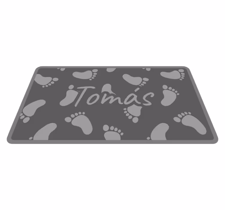 Grå fotspor design vinyl teppe med navn - Tenstickers