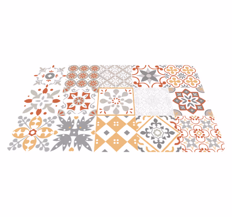 Oransje mosaikk vinyl teppe kjøkken - Tenstickers