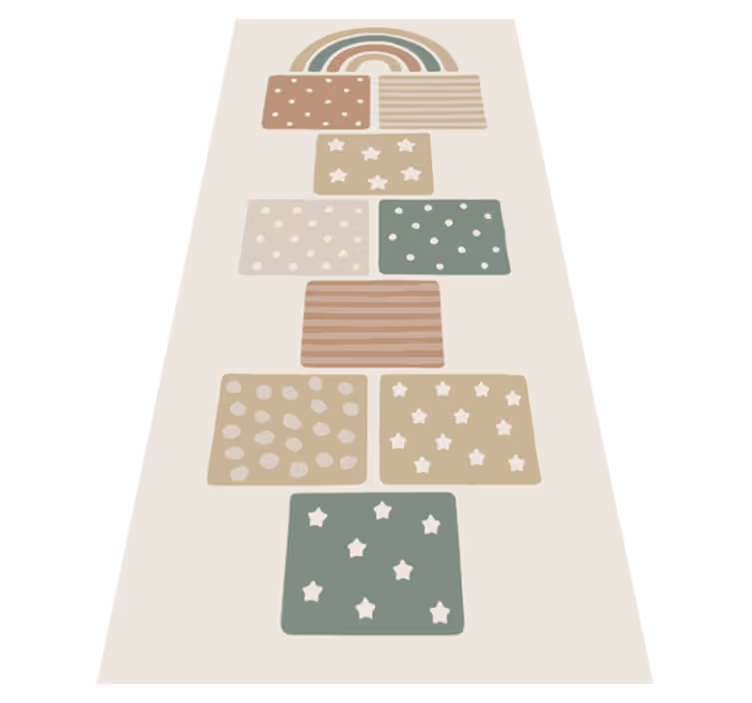 Beige hopscotch-spill Vinyl teppe flere barn - Tenstickers