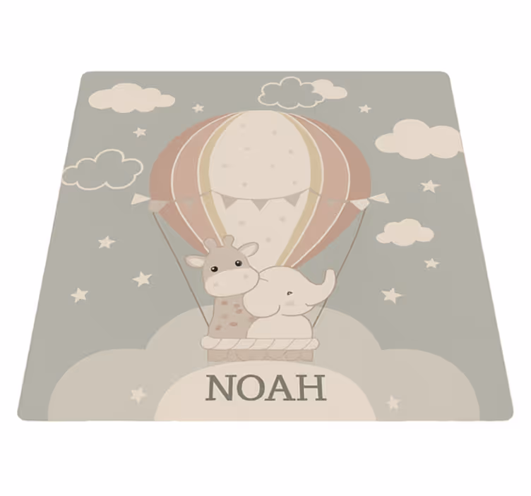 Vinyl teppe flere barn pastell luftballong med navn - Tenstickers
