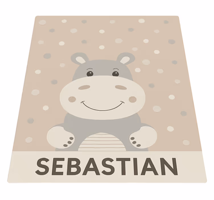 Tilpasset beige flodhest Vinyl teppe flere barn - Tenstickers