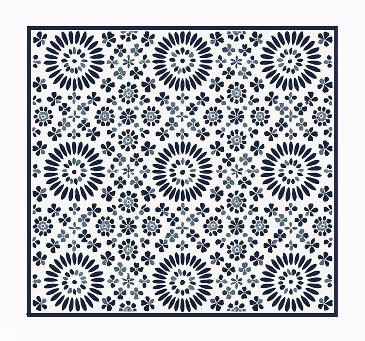 Geometrisk blomstermønster vinyl teppe blå - Tenstickers