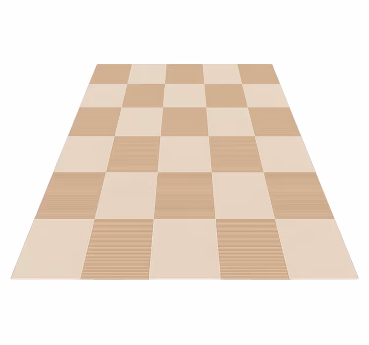 Beige rutete mønster Vinyl teppe firkant - Tenstickers