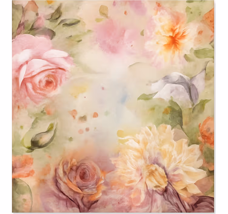 Rosa blomsterroser vinyl teppe stue - Tenstickers