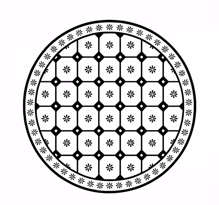 Svart-hvitt flisemønster vinyl teppe spiserom - Tenstickers