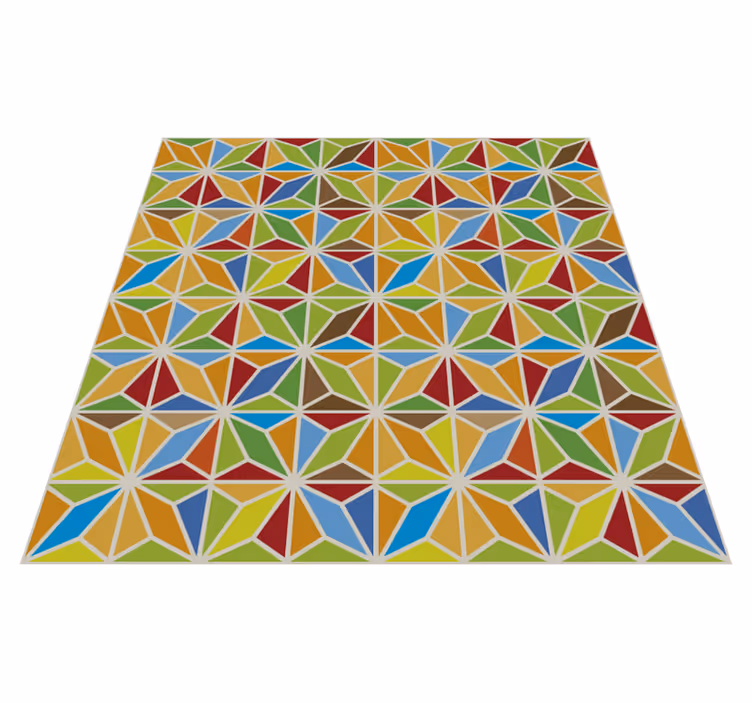 Kaleidoskopisk geometrisk flis vinyl teppe spiserom - Tenstickers