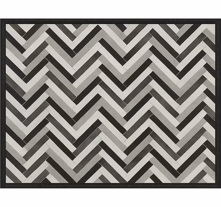 Monokrom parkettstil vinyl teppe spiserom - Tenstickers