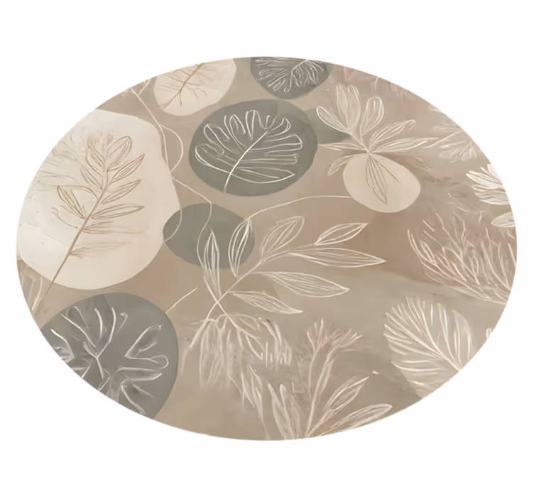 Nøytral botanisk abstrakt vinyl teppe spiserom - Tenstickers