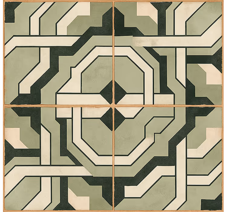 Marokkansk geometrisk sammenfletting vinyl teppe spiserom - Tenstickers