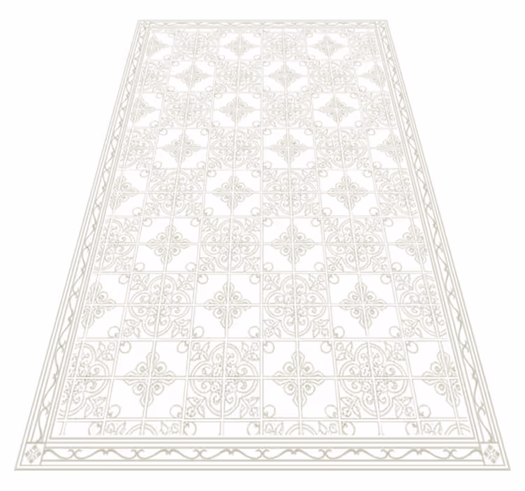 Vinyl teppe stue beige utsmykket matte - Tenstickers