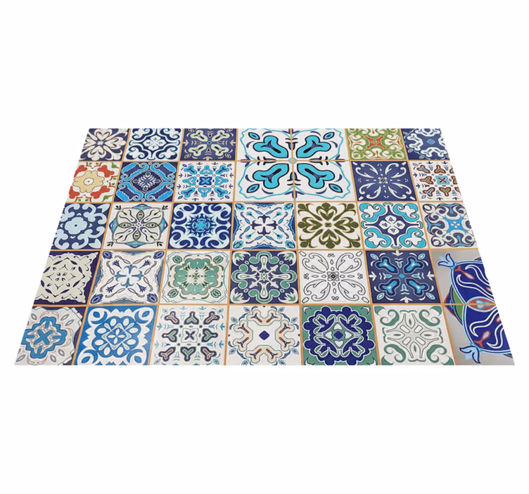 Vinyl teppe stue mediterransk mosaikkmatte - Tenstickers
