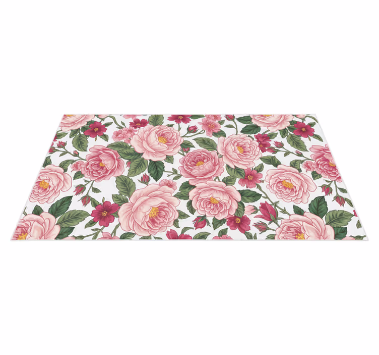Vinyl teppe stue vakre rosa blomster - Tenstickers