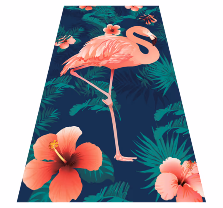 Vinyl teppe dyr tropiske rosa flamingoer - Tenstickers