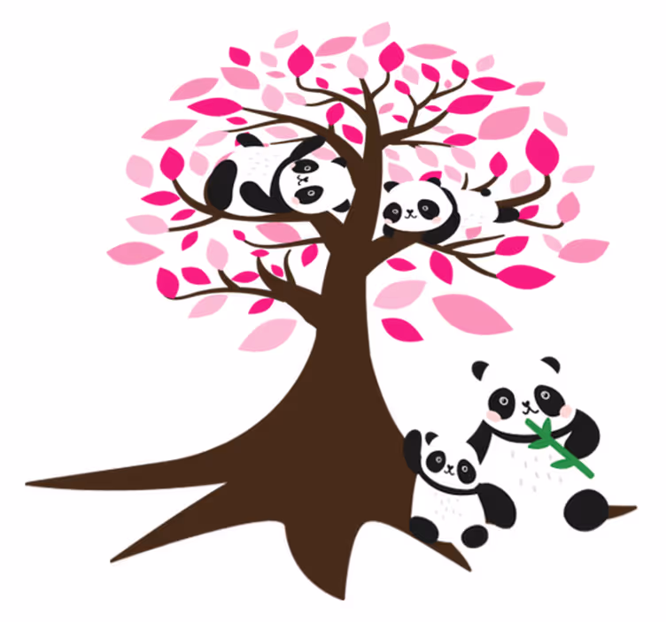 Vinyl teppe dyr tre med pandaer - Tenstickers