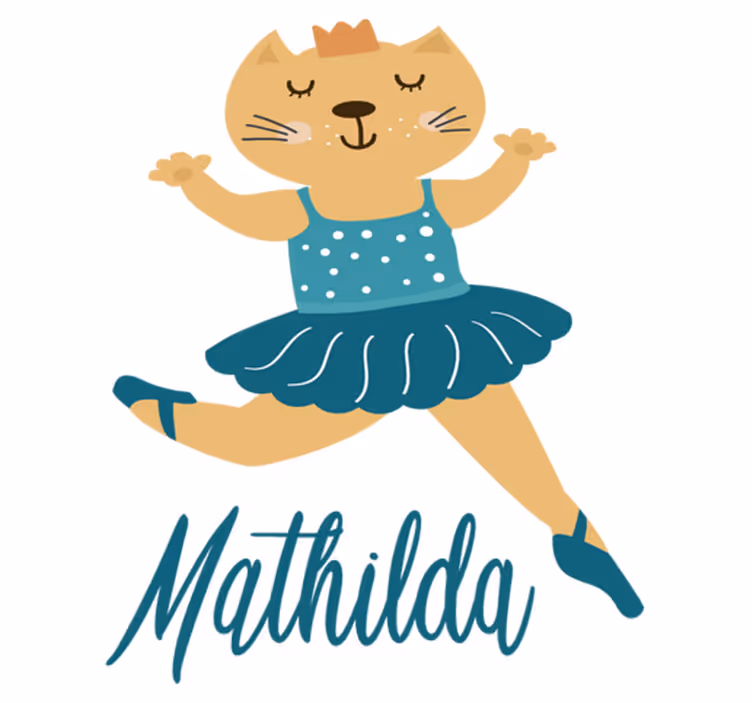 Dansende katt med navn vinyl teppe dyr - Tenstickers