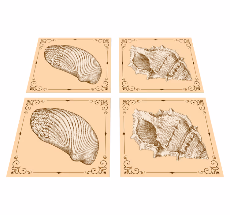 Vinyl teppe dyr med vintage skjell - Tenstickers
