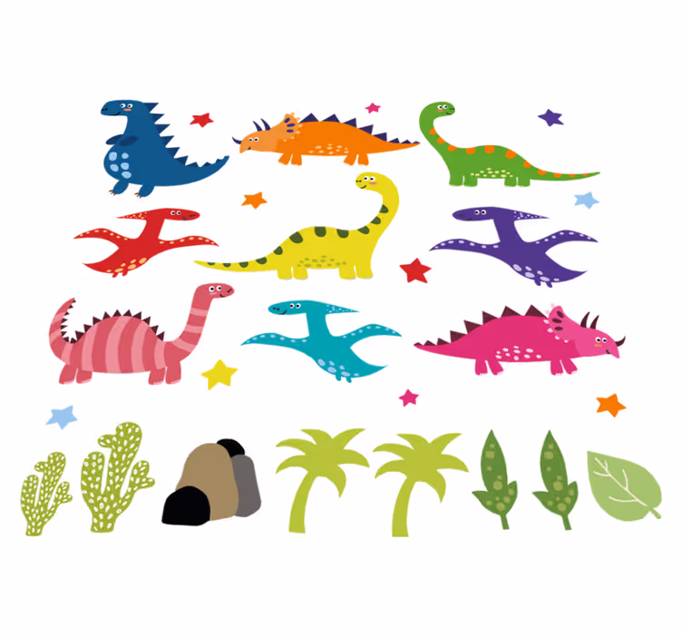 Vinyl teppe dyr nordisk dinosaur fargerik tegneserie - Tenstickers