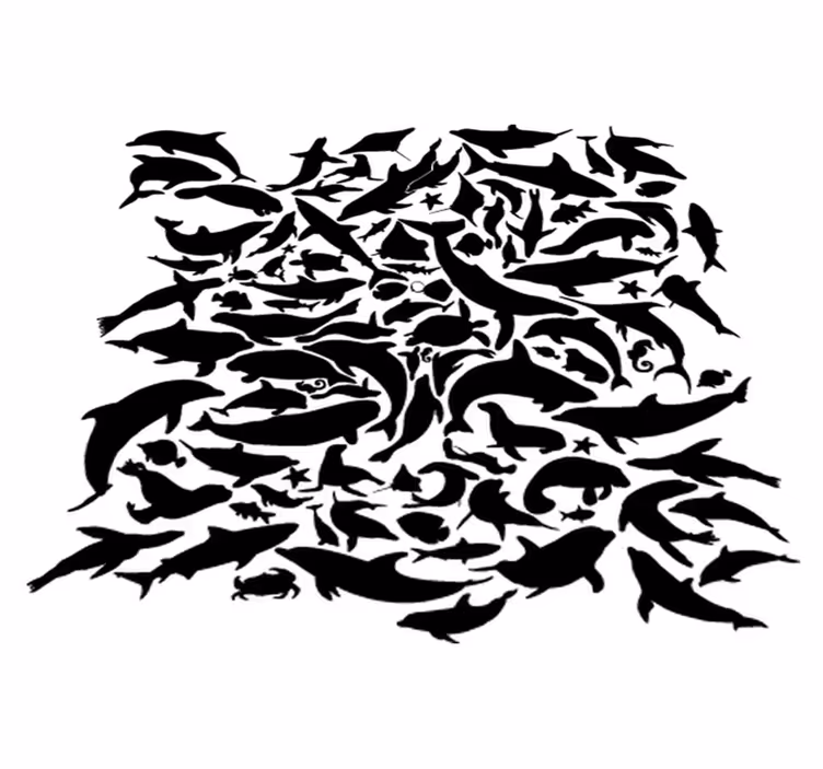 Vinyl teppe dyr marine svarte dyr - Tenstickers