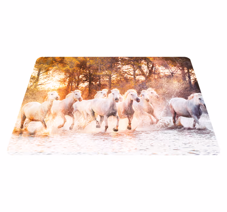 Vinyl teppe dyr ville hester varm solnedgang - Tenstickers