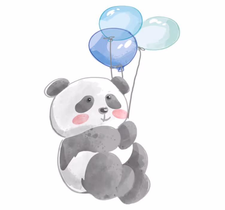 Vinyl teppe dyr baby banda med tre ballonger - Tenstickers