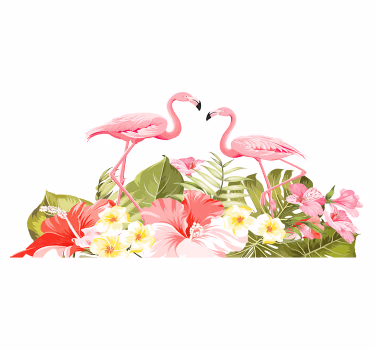 Vinyl teppe dyr tropisk blomst flamingo - Tenstickers