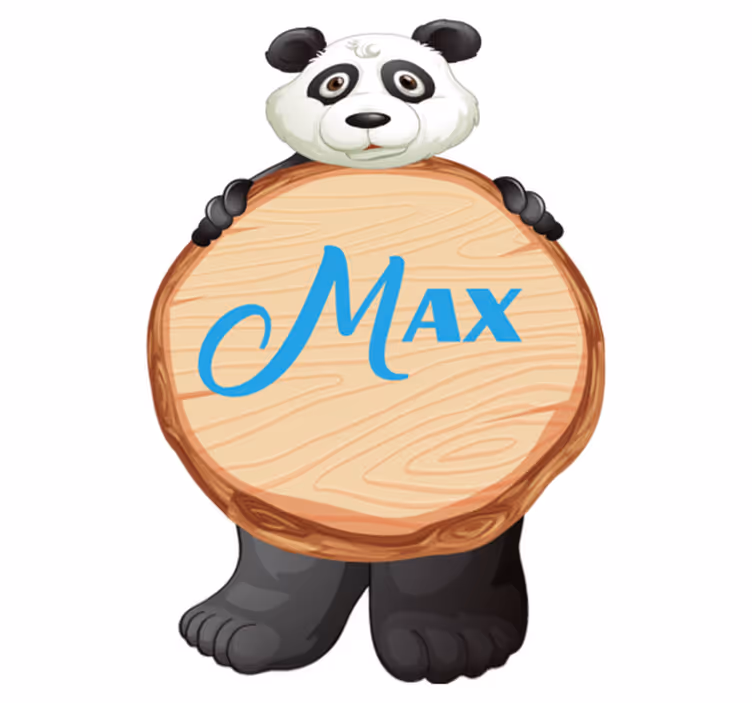 Vinyl teppe dyr panda med navn - Tenstickers