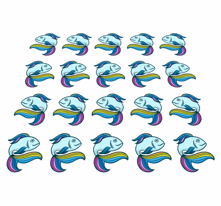 Vinyl teppe dyr blå neonfisk - Tenstickers