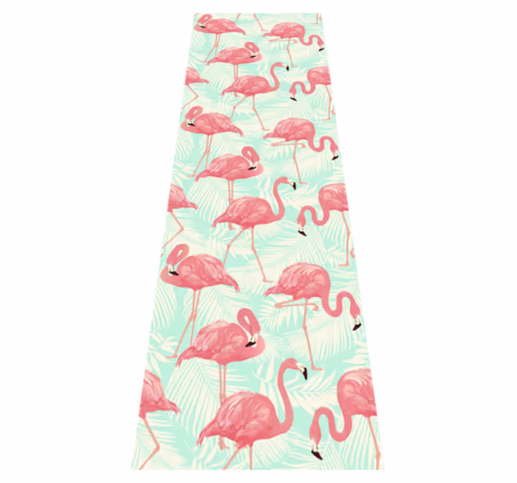 Vinyl teppe dyr med tegnet rosa flamingoer - Tenstickers