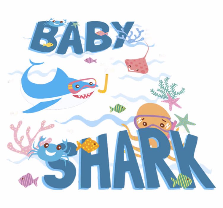 Vinyl teppe dyr babyblå hai - Tenstickers