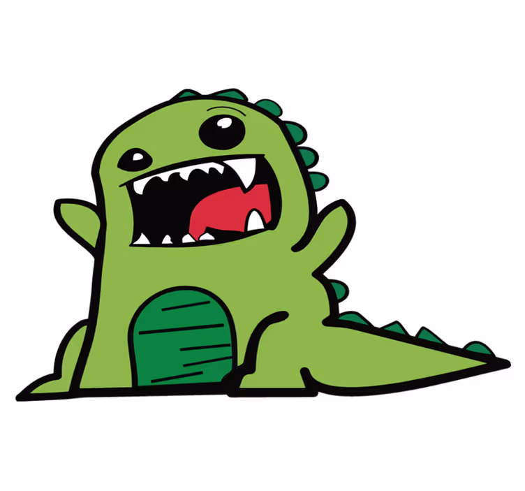 Vinyl teppe dyr grønn dinosaur tegning skummel - Tenstickers