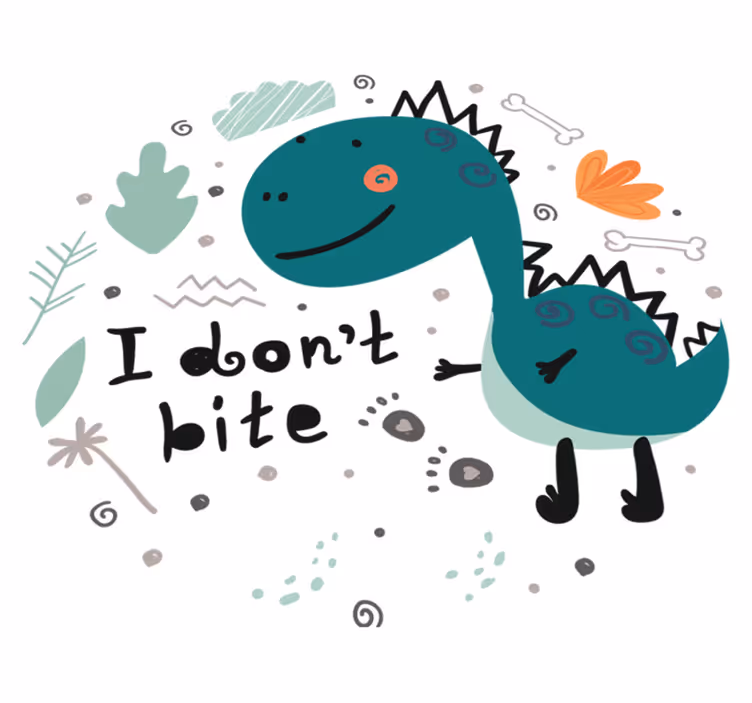 Vinyl teppe dyr dinosaur grønn smilende - Tenstickers