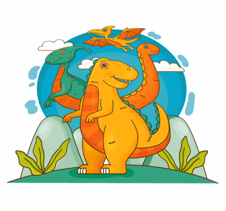 Vinyl teppe dyr dinosaurer i jungelen - Tenstickers