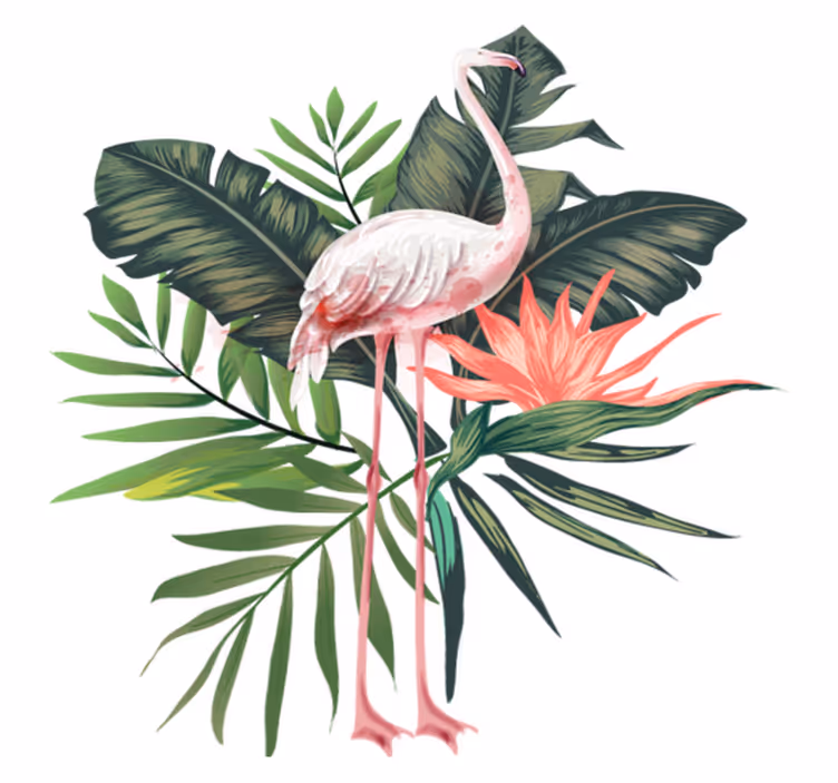 Vinyl teppe dyr akvarell flamingo og blader - Tenstickers