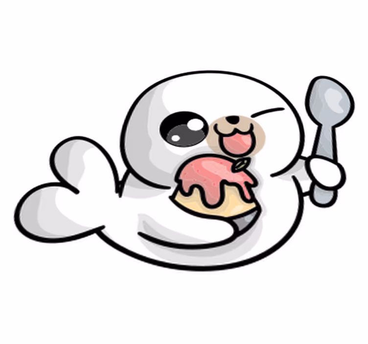 Vinyl teppe dyr anime baby sel - Tenstickers