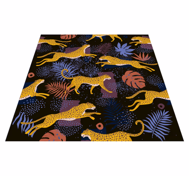 Vinyl teppe dyr tropiske blader leoparder - Tenstickers