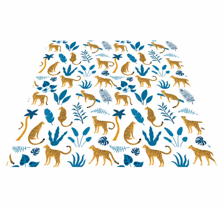 Vinyl teppe dyr botanikk og leoparder - Tenstickers