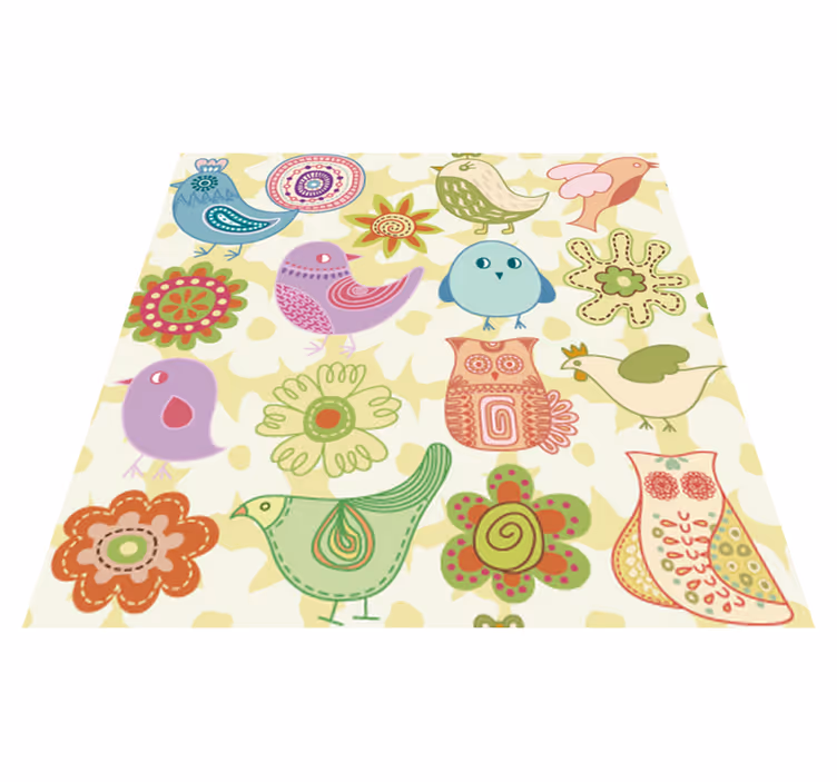 Vinyl teppe dyr med fargerike fuglemotiver - Tenstickers