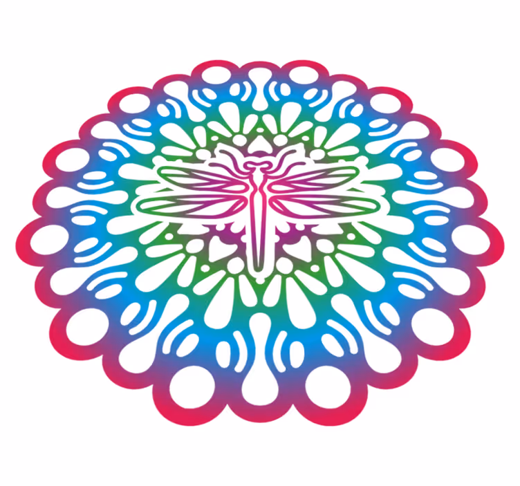 Vinyl teppe dyr fargerik libelle mandala - Tenstickers