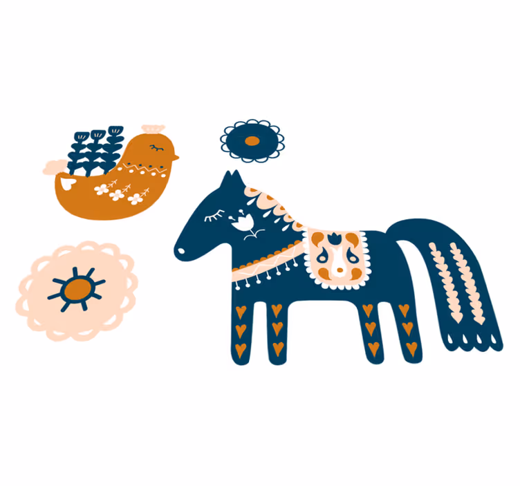 Vinyl teppe dyr fargerik folkeanimal - Tenstickers