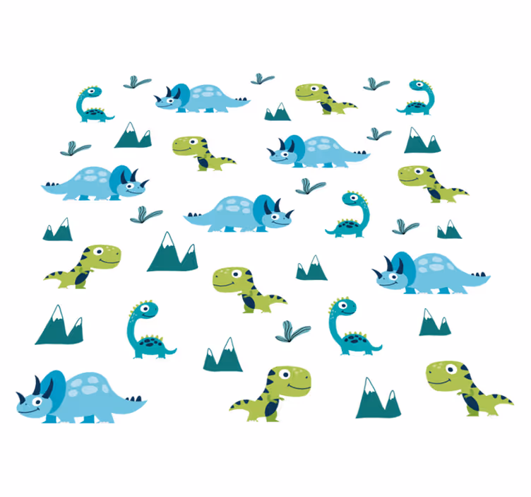 Vinyl teppe dyr med lekne dinosaurmønstre - Tenstickers