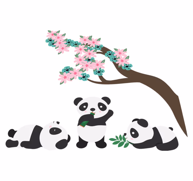 Vinyl teppe dyr eventyrlige pandaer - Tenstickers