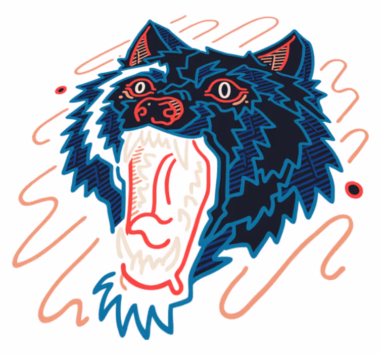 Vinyl teppe dyr ulv som uler motiv - Tenstickers