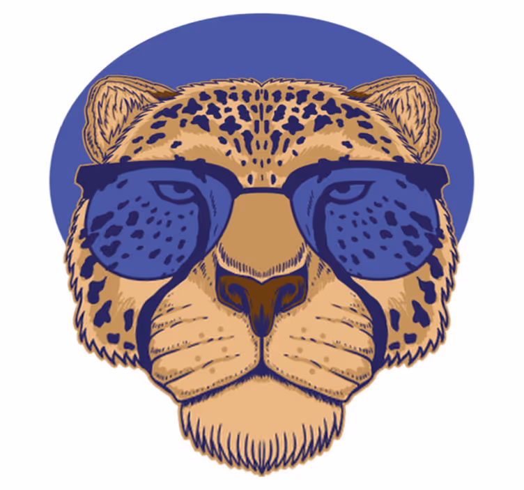 Vinyl teppe dyr leopard med briller - Tenstickers