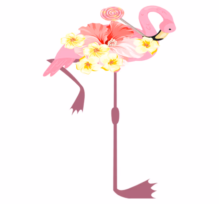 Vinyl teppe dyr med flamingo blomsterdesign - Tenstickers